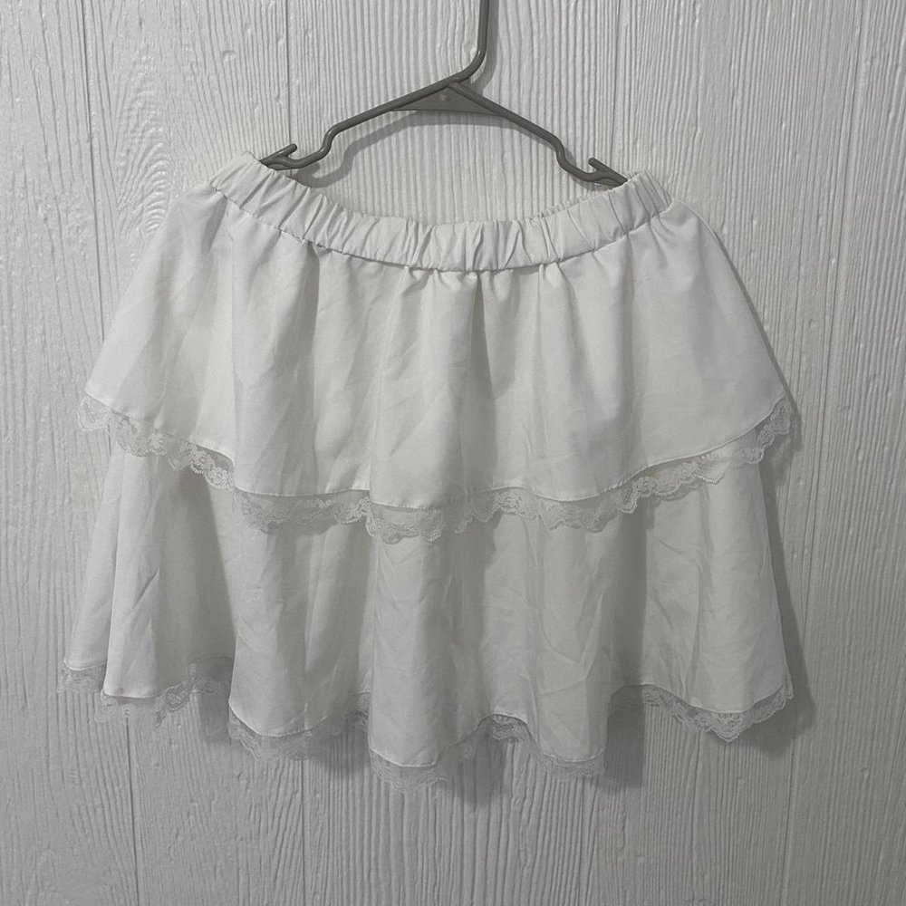 White Layered Lacy Skirt